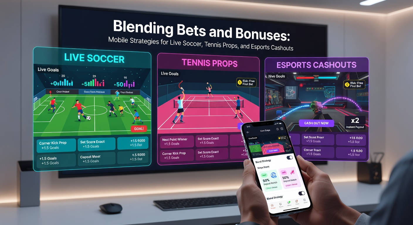 Tennisspieler beim Ace-Serve auf Court, mit Overlay von Mobile-App-Quoten und Bonus-Icons