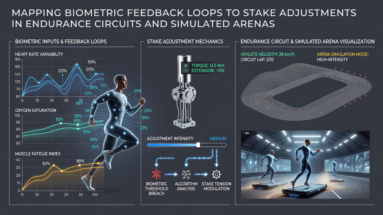 Visualisierung einer simulierten Arena mit integrierten biometrischen Feedback-Schleifen und Echtzeit-Anpassungen
