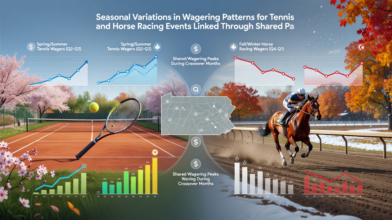 Darstellung von Transaktionsflüssen zwischen Tennis- und Pferderennwetten über digitale Zahlungssysteme